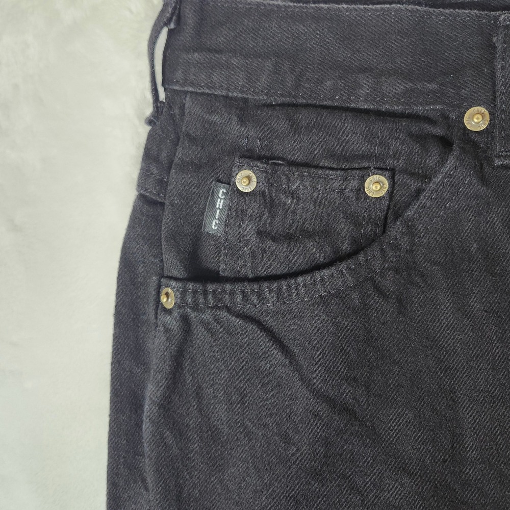 Chic Tapered Jeans Womens 33 Black Excellent Vintage High Waisted Denim - Picture 9 of 12